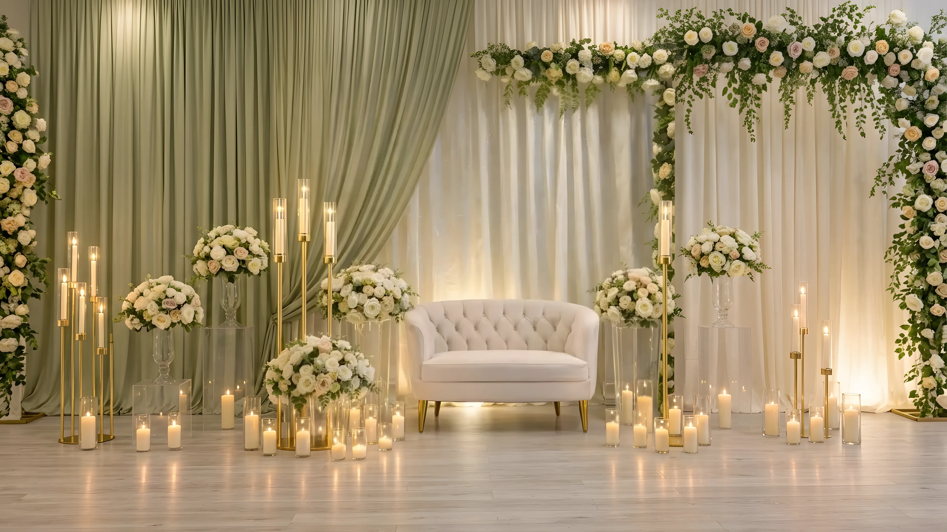 Sage Draping & Candlelight - Star Event Rental Houston TX